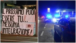 Aggressione al benzinaio, spunta lo striscione contro l’immigrazione: “Non è un caso isolato”