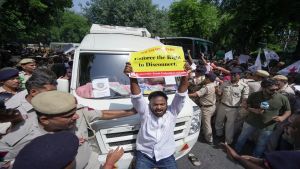 Opposition, student unions hold protest at Delhi's Jantar Mantar; Demand CEC Gyanesh Kumar's resignation | In Pics