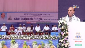 Rajnath Singh opens upgraded HSL slipway, 300-tonne crane in Visakhapatnam