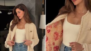Ananya Panday gives Chanel’s signature bouclé jacket a relaxed twist with blue denim and minimal accessories