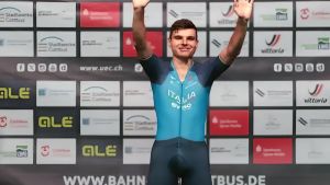 Fiorin in maglia azzurra ai campionati del mondo su pista