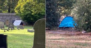Locals raise fears after tents pitch up in Norfolk cemetery