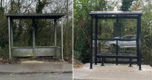 Weathered bus shelter in Norfolk village replaced following work