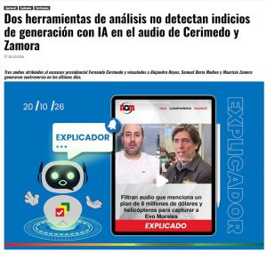 Bolivia Verifica desmiente a Zamora: su charla con Cerimedo es real y no una «chacota»