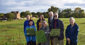 Volunteers plant hundreds of native wildflower plugs at Fairstead Recreation Ground