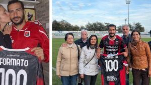 Bomber Formato festeggia. Sono 100 i gol in carriera