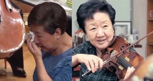 Violin teacher of 40 years gets teary-eyed after surprise goodbye performance by her students