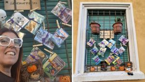 Livorno, Federica e la finestra di Halloween per i bambini